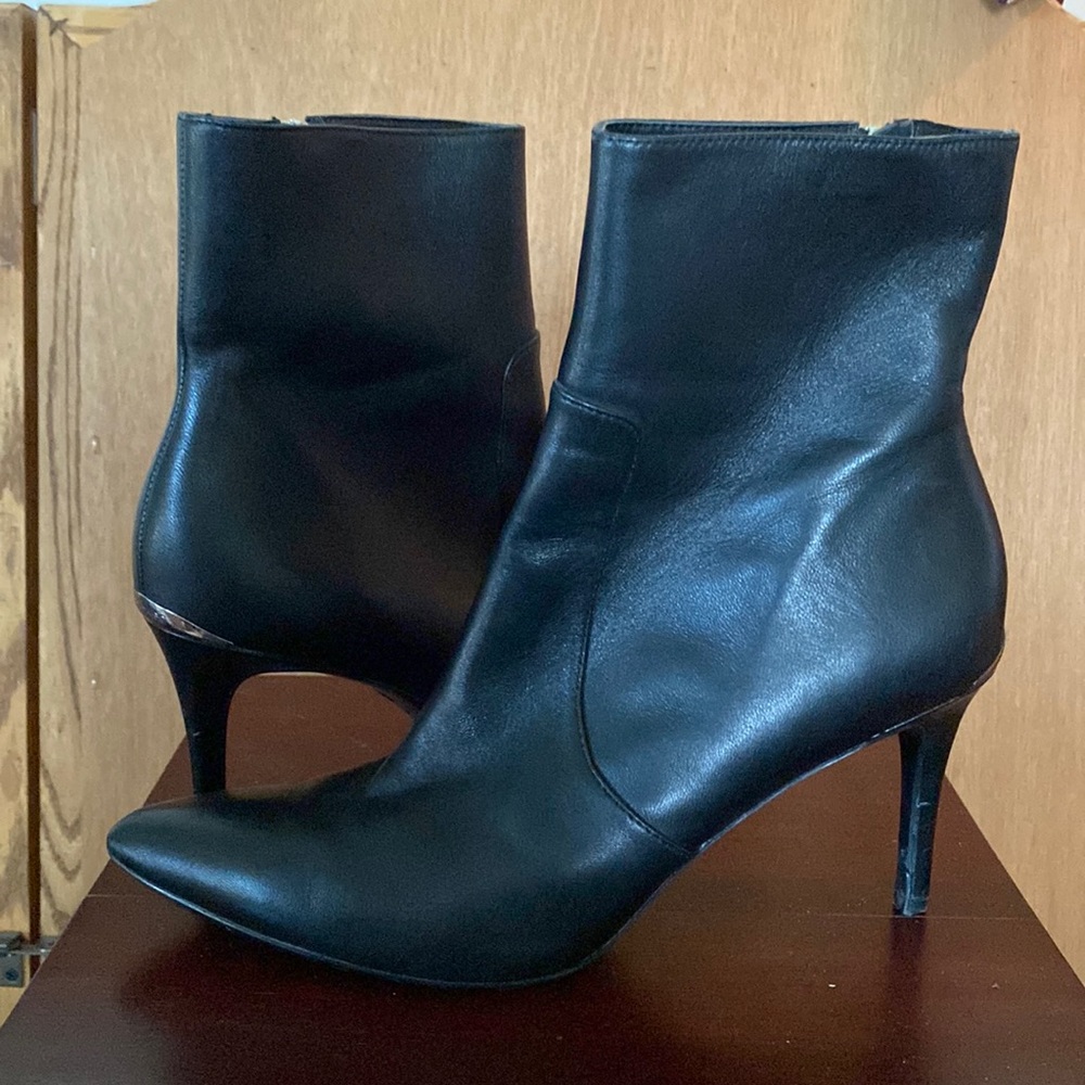 Calvin Klein Black Leather Booties, Size 10, EUC